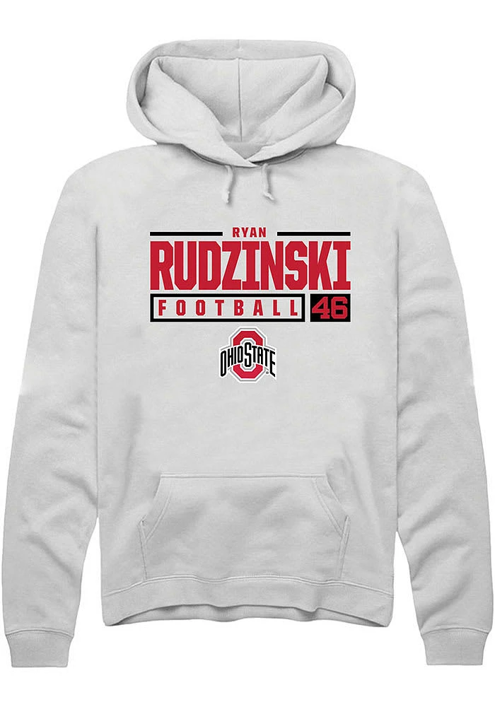 Ryan Rudzinski Rally Ohio State Buckeyes Mens NIL Stacked Box Long Sleeve Hoodie