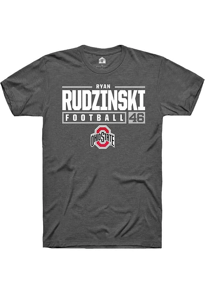 Ryan Rudzinski  Ohio State Buckeyes Dark Grey Rally NIL Stacked Box Short Sleeve T Shirt