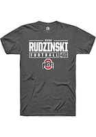 Ryan Rudzinski  Ohio State Buckeyes Dark Grey Rally NIL Stacked Box Short Sleeve T Shirt