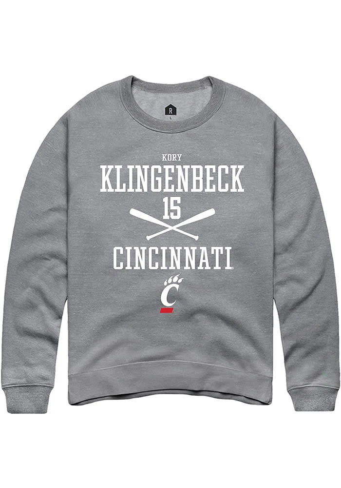 Kory Klingenbeck  Rally Cincinnati Bearcats Mens Graphite NIL Sport Icon Long Sleeve Crew Sweatshi..