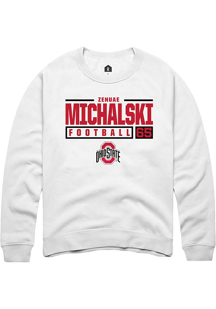 Zenuae Michalski Rally Ohio State Buckeyes Mens NIL Stacked Box Long Sleeve Crew Sweatshi