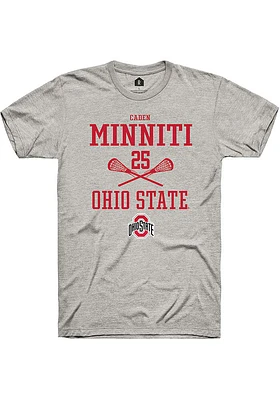 Caden Minniti  Ohio State Buckeyes Ash Rally NIL Sport Icon Short Sleeve T Shirt