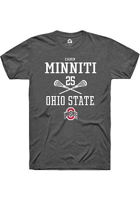 Caden Minniti  Ohio State Buckeyes Dark Grey Rally NIL Sport Icon Short Sleeve T Shirt