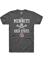 Caden Minniti  Ohio State Buckeyes Dark Grey Rally NIL Sport Icon Short Sleeve T Shirt