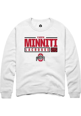 Caden Minniti Rally Ohio State Buckeyes Mens NIL Stacked Box Long Sleeve Crew Sweatshirt