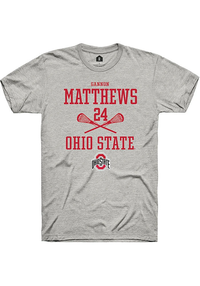 Gannon Matthews  Ohio State Buckeyes Ash Rally NIL Sport Icon Short Sleeve T Shirt