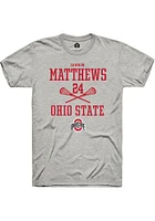 Gannon Matthews  Ohio State Buckeyes Ash Rally NIL Sport Icon Short Sleeve T Shirt