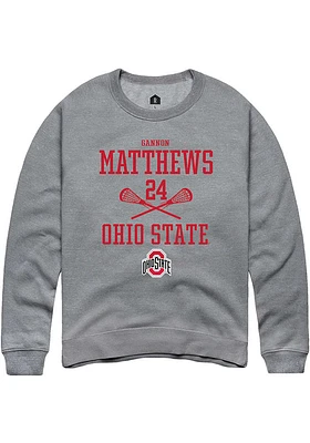 Gannon Matthews  Rally Ohio State Buckeyes Mens Graphite NIL Sport Icon Long Sleeve Crew Sweatsh..