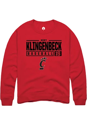 Kory Klingenbeck  Rally Cincinnati Bearcats Mens Red NIL Stacked Box Long Sleeve Crew Sweatshirt