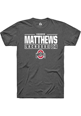 Gannon Matthews  Ohio State Buckeyes Dark Grey Rally NIL Stacked Box Short Sleeve T Shirt