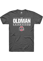 Jack Oldman  Ohio State Buckeyes Dark Grey Rally NIL Stacked Box Short Sleeve T Shirt