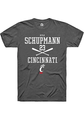 Kyle Schupmann  Cincinnati Bearcats Dark Grey Rally NIL Sport Icon Short Sleeve T Shirt