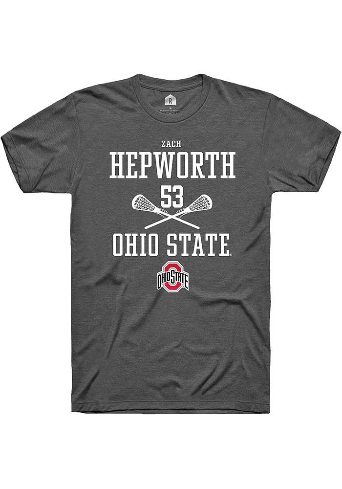 Zach Hepworth  Ohio State Buckeyes Dark Grey Rally NIL Sport Icon Short Sleeve T Shirt