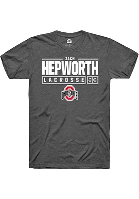 Zach Hepworth  Ohio State Buckeyes Dark Grey Rally NIL Stacked Box Short Sleeve T Shirt