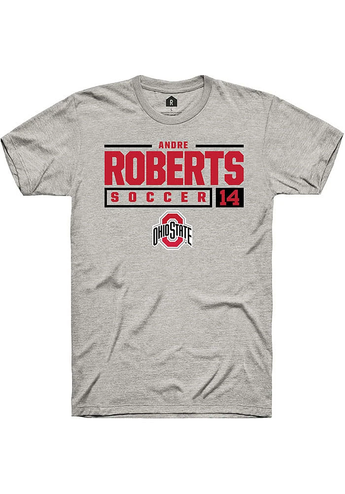 Andre Roberts  Ohio State Buckeyes Ash Rally NIL Stacked Box Short Sleeve T Shirt