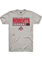 Andre Roberts  Ohio State Buckeyes Ash Rally NIL Stacked Box Short Sleeve T Shirt