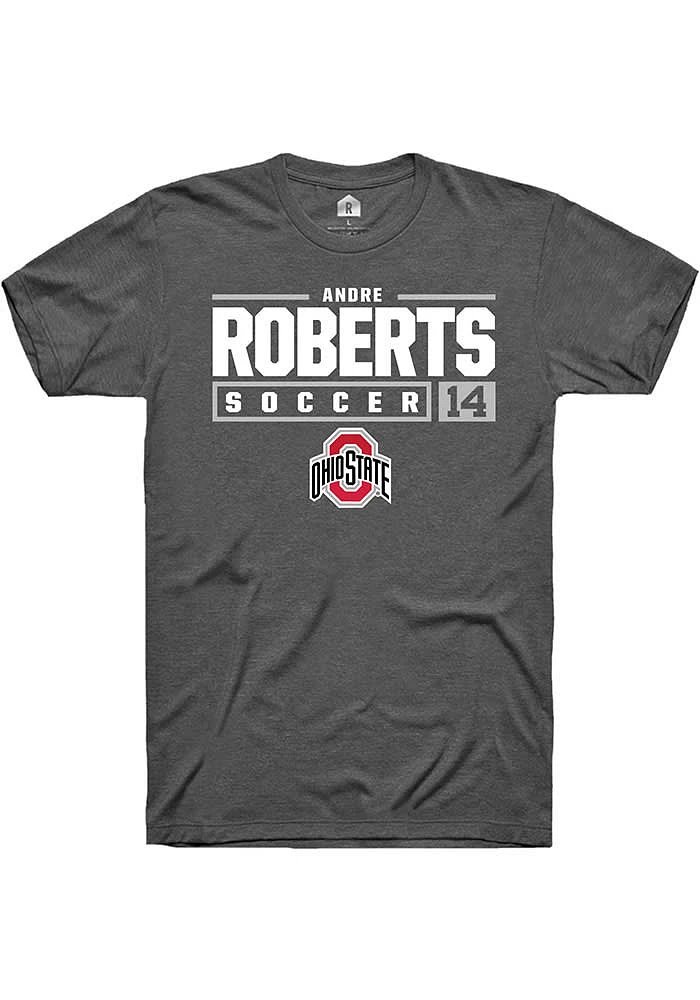 Andre Roberts  Ohio State Buckeyes Dark Grey Rally NIL Stacked Box Short Sleeve T Shirt