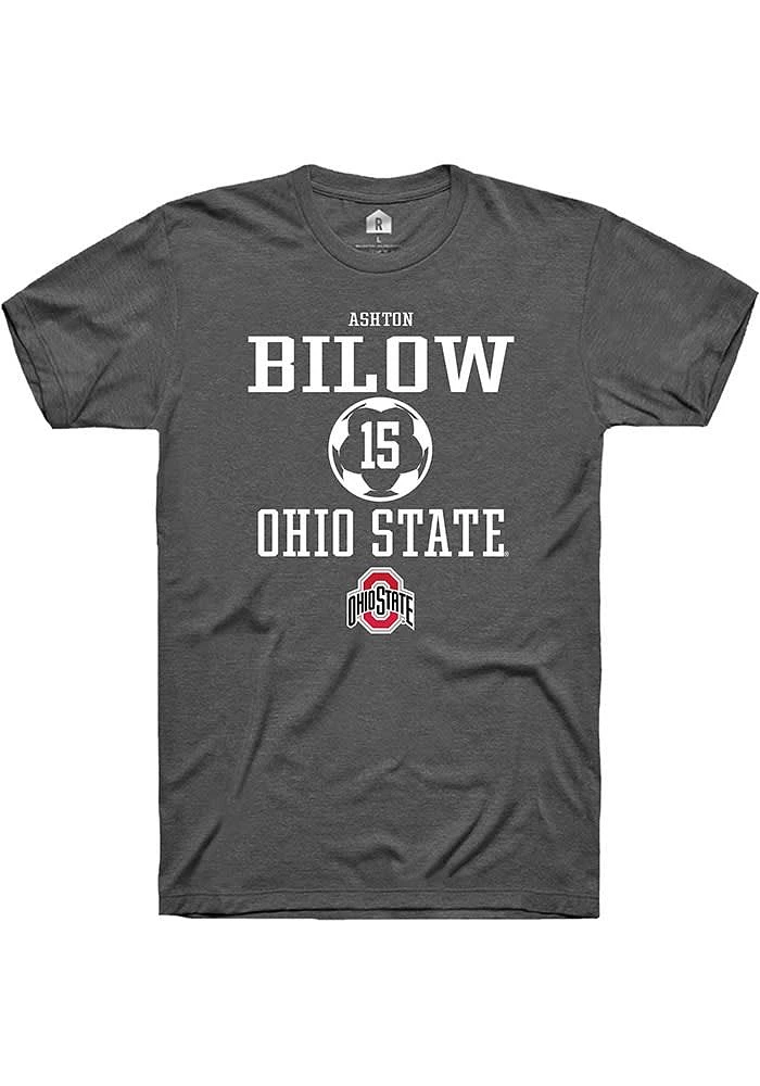 Ashton Bilow  Ohio State Buckeyes Dark Grey Rally NIL Sport Icon Short Sleeve T Shirt