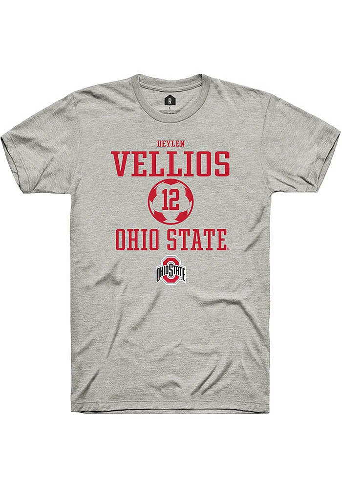 Deylen Vellios  Ohio State Buckeyes Ash Rally NIL Sport Icon Short Sleeve T Shirt