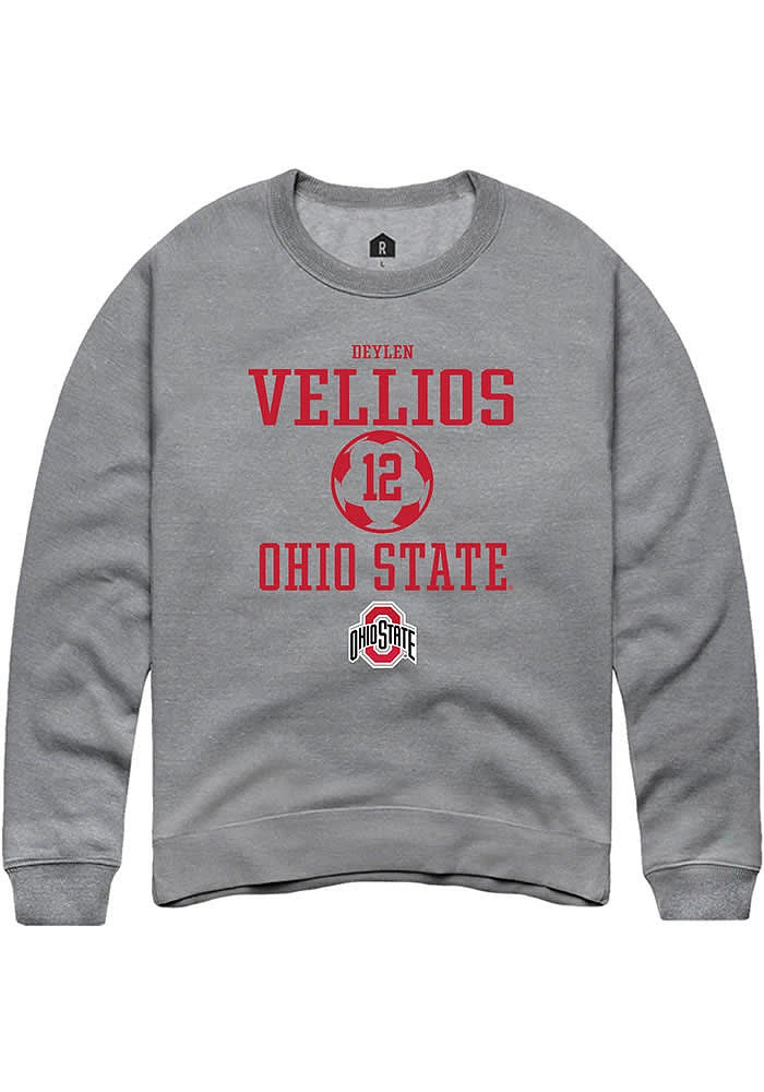 Deylen Vellios  Rally Ohio State Buckeyes Mens Graphite NIL Sport Icon Long Sleeve Crew Sweatshirt