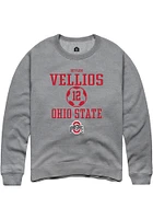 Deylen Vellios  Rally Ohio State Buckeyes Mens Graphite NIL Sport Icon Long Sleeve Crew Sweatshirt