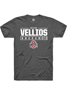 Deylen Vellios  Ohio State Buckeyes Dark Grey Rally NIL Stacked Box Short Sleeve T Shirt