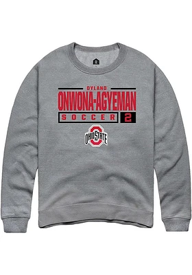 Dyland Onwona-Agyeman  Rally Ohio State Buckeyes Mens Graphite NIL Stacked Box Long Sleeve Crew Sw..