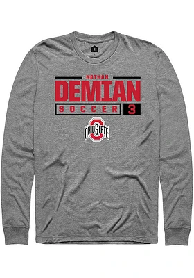 Nathan Demian  Ohio State Buckeyes Graphite Rally NIL Stacked Box Long Sleeve T Shirt