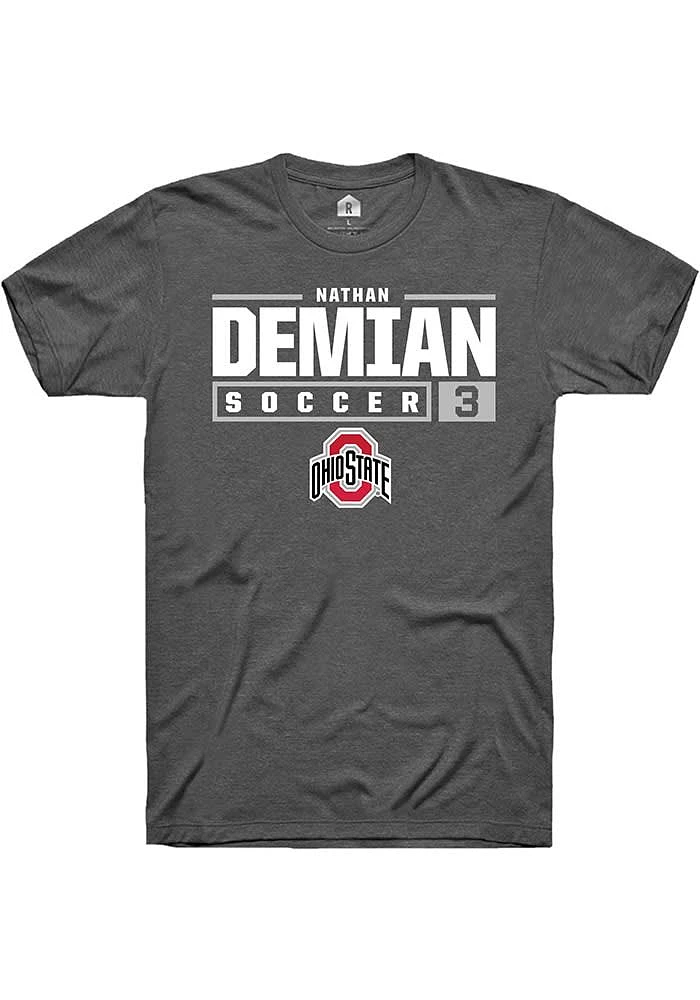 Nathan Demian  Ohio State Buckeyes Dark Grey Rally NIL Stacked Box Short Sleeve T Shirt