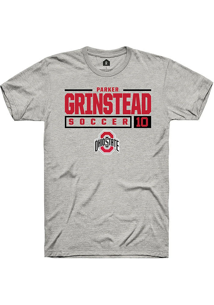 Parker Grinstead  Ohio State Buckeyes Ash Rally NIL Stacked Box Short Sleeve T Shirt