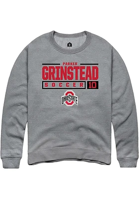 Parker Grinstead  Rally Ohio State Buckeyes Mens Graphite NIL Stacked Box Long Sleeve Crew Sweatsh..