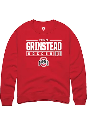 Parker Grinstead  Rally Ohio State Buckeyes Mens Red NIL Stacked Box Long Sleeve Crew Sweatshirt