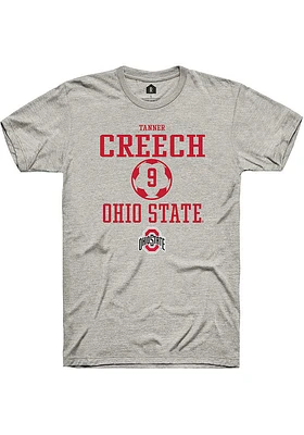 Tanner Creech  Ohio State Buckeyes Ash Rally NIL Sport Icon Short Sleeve T Shirt