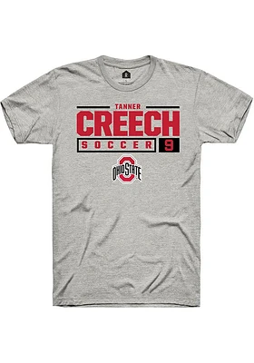 Tanner Creech  Ohio State Buckeyes Ash Rally NIL Stacked Box Short Sleeve T Shirt