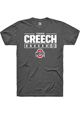 Tanner Creech  Ohio State Buckeyes Dark Grey Rally NIL Stacked Box Short Sleeve T Shirt