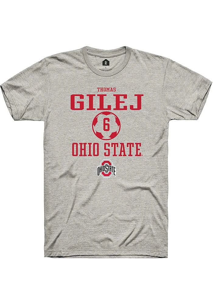 Thomas Gilej  Ohio State Buckeyes Ash Rally NIL Sport Icon Short Sleeve T Shirt