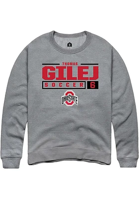 Thomas Gilej  Rally Ohio State Buckeyes Mens Graphite NIL Stacked Box Long Sleeve Crew Sweatshir..