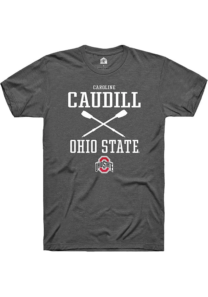 Caroline Caudill  Ohio State Buckeyes Dark Grey Rally NIL Sport Icon Short Sleeve T Shirt