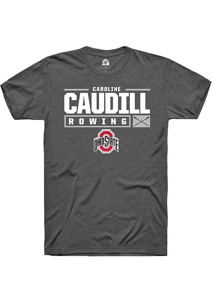 Caroline Caudill  Ohio State Buckeyes Dark Grey Rally NIL Stacked Box Short Sleeve T Shirt