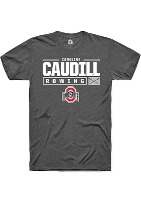 Caroline Caudill  Ohio State Buckeyes Dark Grey Rally NIL Stacked Box Short Sleeve T Shirt