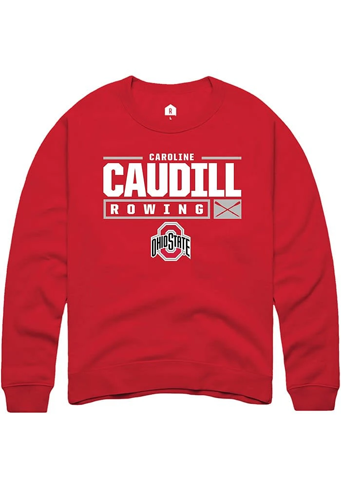 Caroline Caudill  Rally Ohio State Buckeyes Mens Red NIL Stacked Box Long Sleeve Crew Sweatshirt