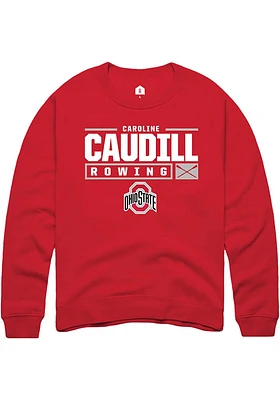 Caroline Caudill  Rally Ohio State Buckeyes Mens Red NIL Stacked Box Long Sleeve Crew Sweatshirt