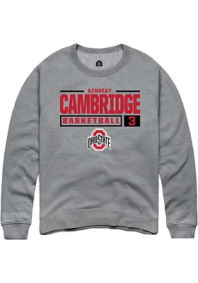 Kennedy Cambridge  Rally Ohio State Buckeyes Mens Graphite NIL Stacked Box Long Sleeve Crew Swea..