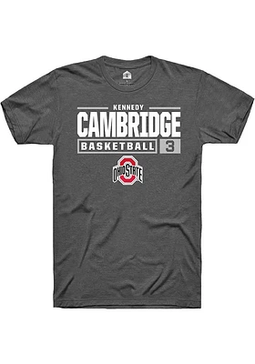 Kennedy Cambridge  Ohio State Buckeyes Dark Grey Rally NIL Stacked Box Short Sleeve T Shirt