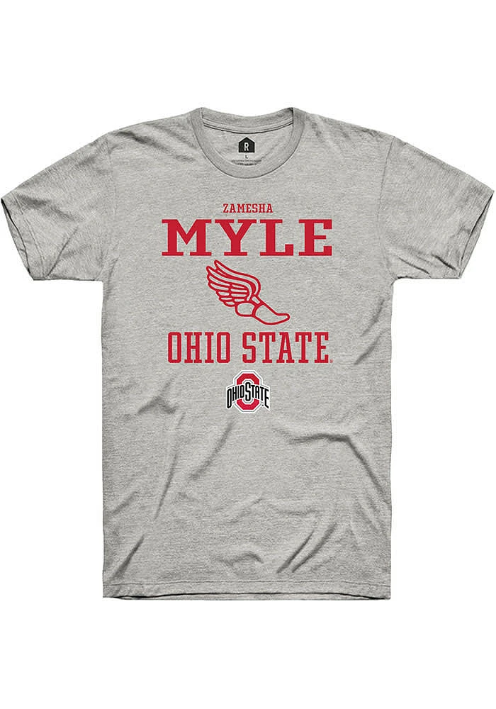 zamesha Myle  Ohio State Buckeyes Ash Rally NIL Sport Icon Short Sleeve T Shirt