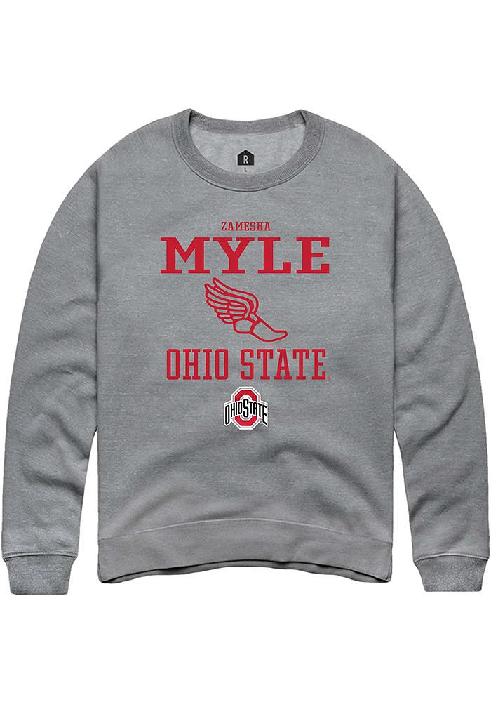 zamesha Myle  Rally Ohio State Buckeyes Mens Graphite NIL Sport Icon Long Sleeve Crew Sweatshirt