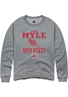 zamesha Myle  Rally Ohio State Buckeyes Mens Graphite NIL Sport Icon Long Sleeve Crew Sweatshirt