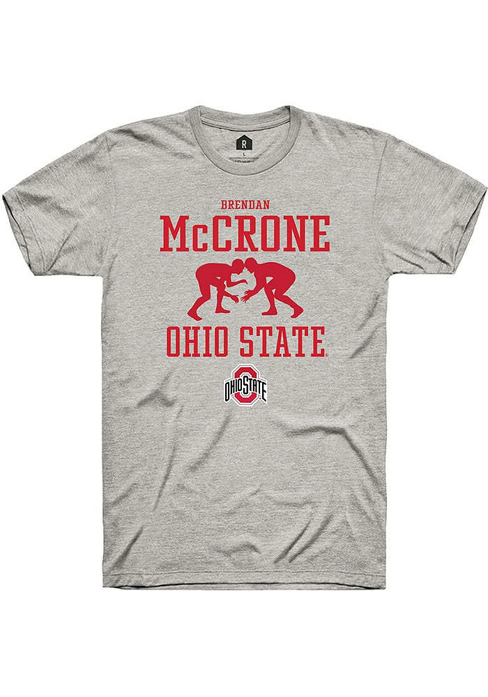 Brendan McCrone  Ohio State Buckeyes Ash Rally NIL Sport Icon Short Sleeve T Shirt