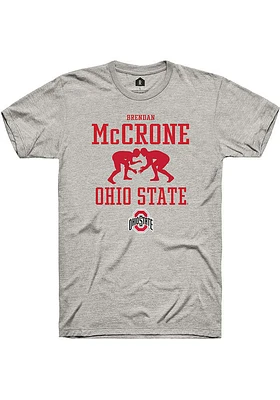 Brendan McCrone  Ohio State Buckeyes Ash Rally NIL Sport Icon Short Sleeve T Shirt