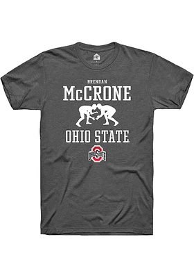 Brendan McCrone  Ohio State Buckeyes Dark Grey Rally NIL Sport Icon Short Sleeve T Shirt